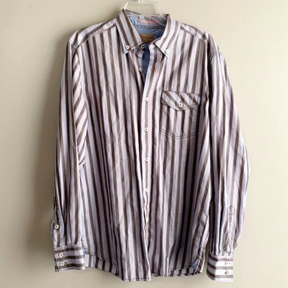 Tommy Bahama Shirt Medium Men Button Down Stripe Casual